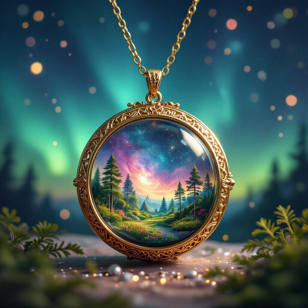 Miniature Ecosystem Locket in Fantasy Style
