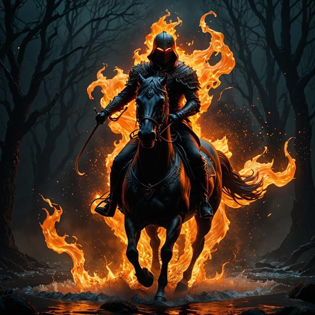 Eerie Headless Horseman Portrait in Digital Art Style