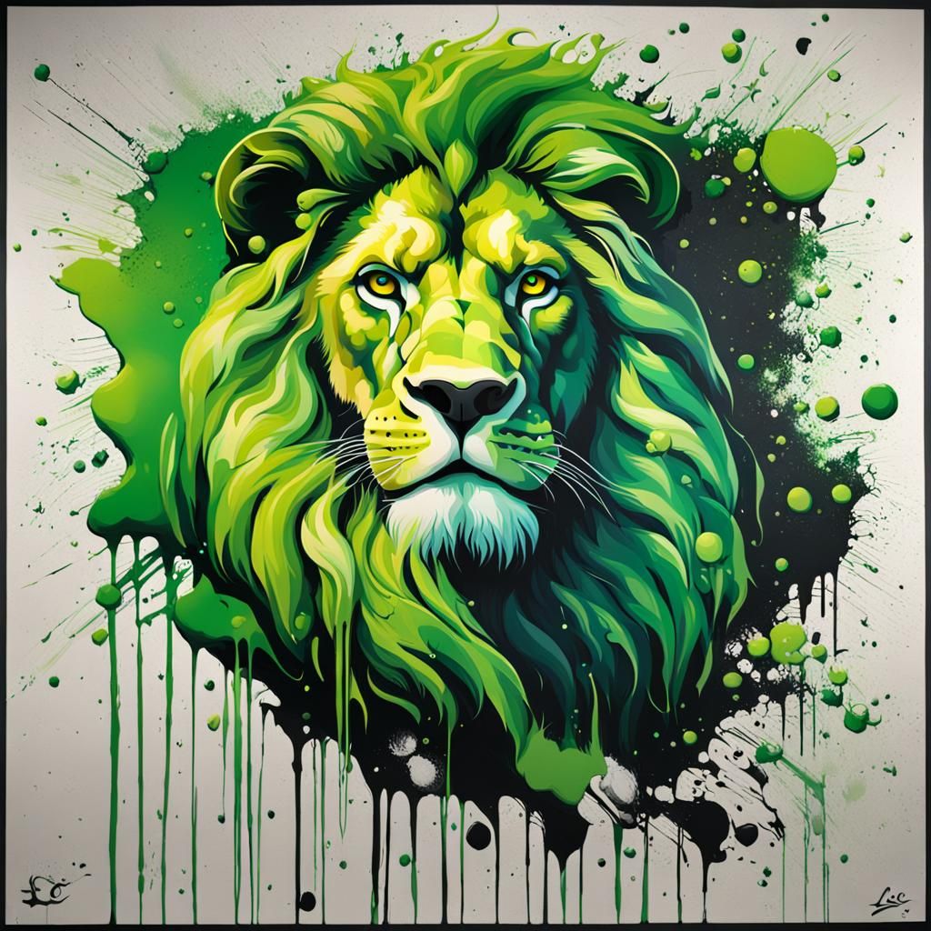 Zodiac Leo Lion in Graffiti Splash Art
