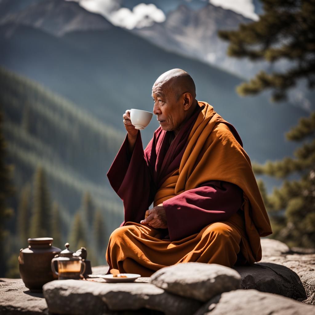 Tibetan Monk and Bigfoot Tea Time
