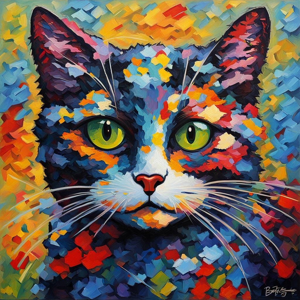 Betty Boop Cat in Expressionist Oil Painting