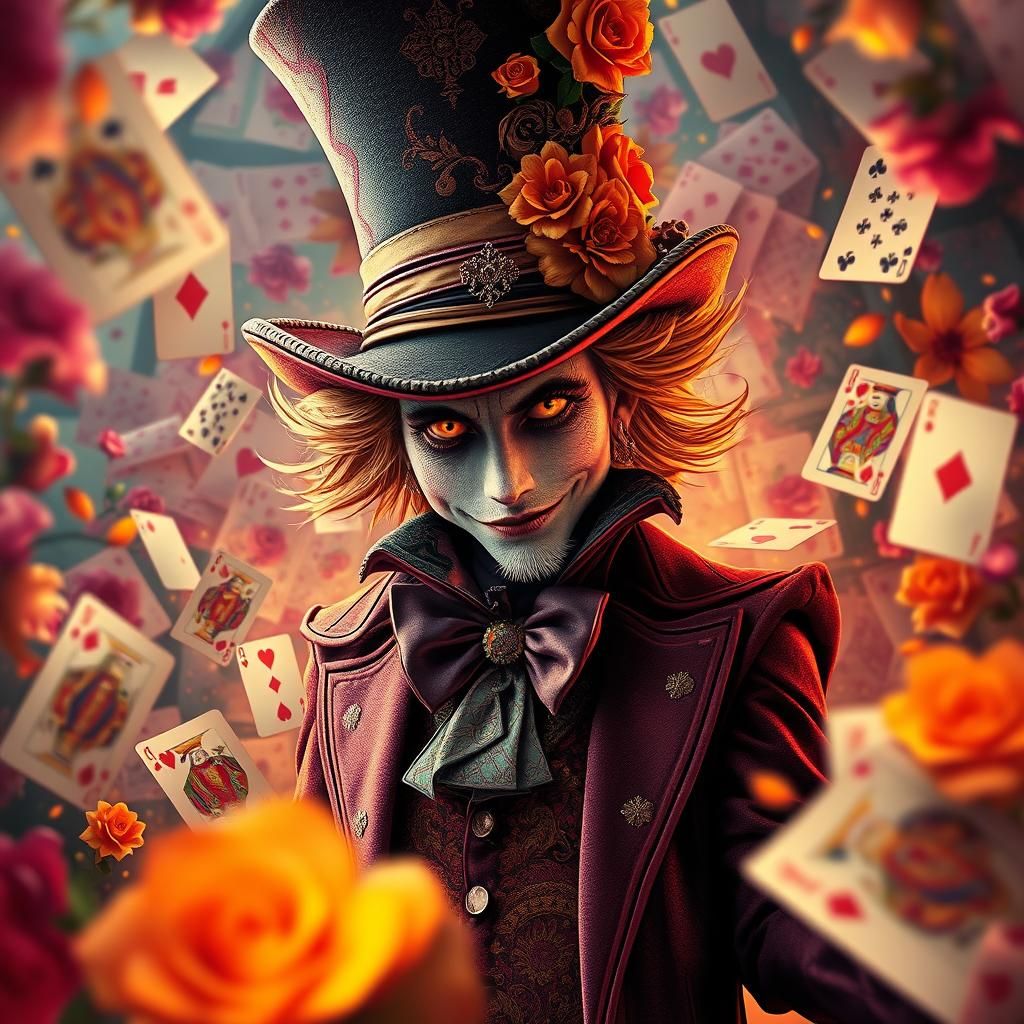 Mad Hatter in Wonderland: A Detailed 8K Illustration