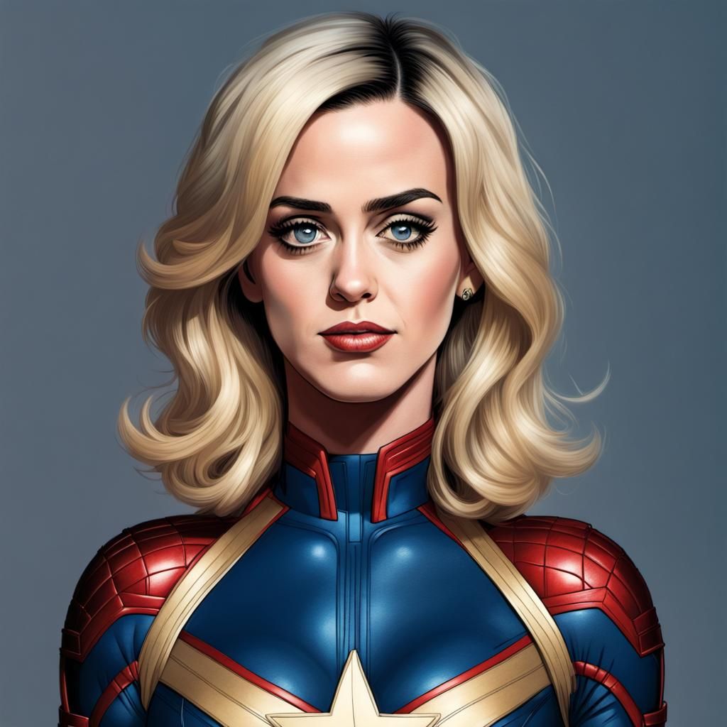 Katy Perry as Carol Danvers in Comic Book Style