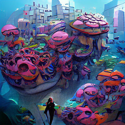 Underwater Coral Cityscape: Digital Art