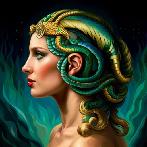 Medusa Cleopatra with Aurora Borealis Snakes