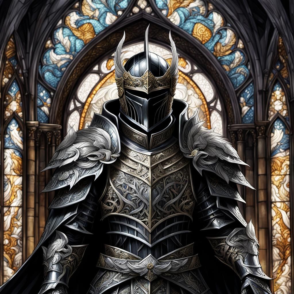 Paladin in Gothic Throne Room: Dark Fantasy Anime