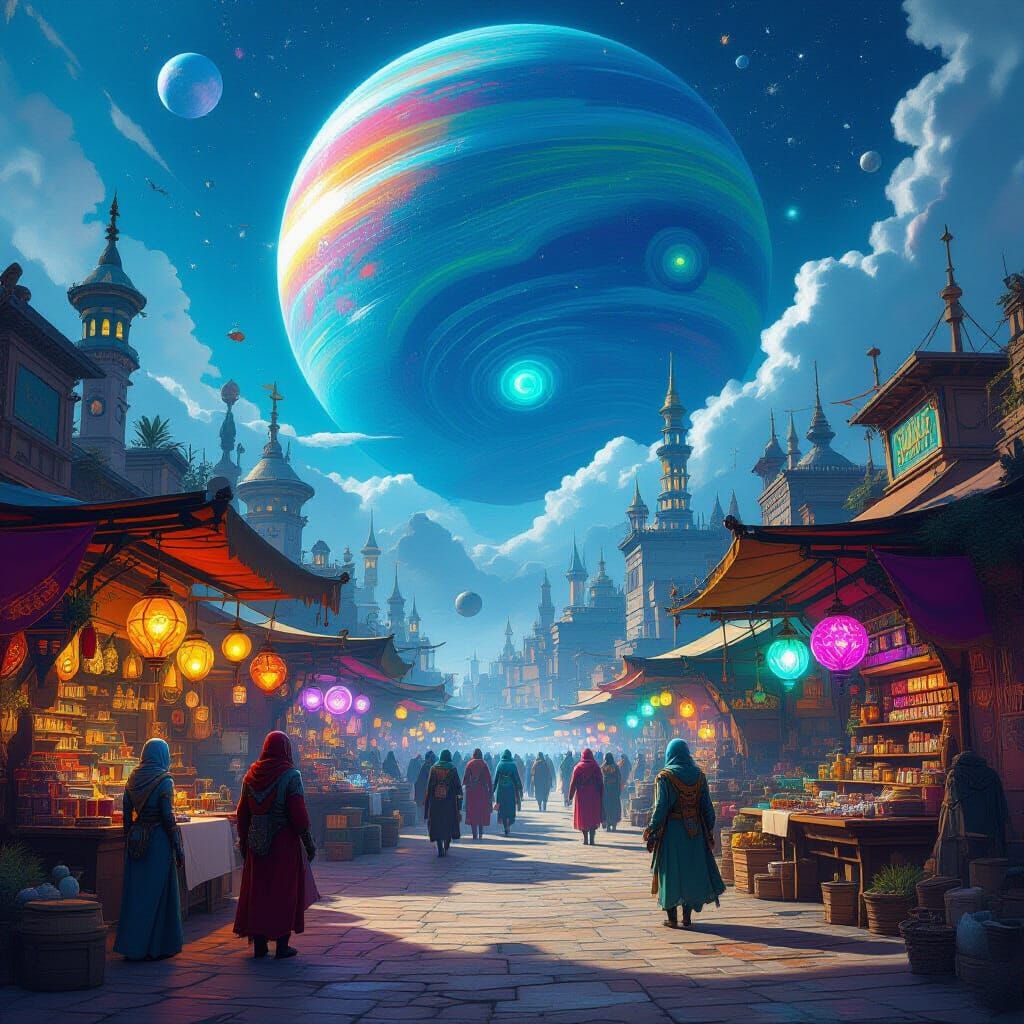 Alien Bazaar: Exotic Market on a Gas Giant