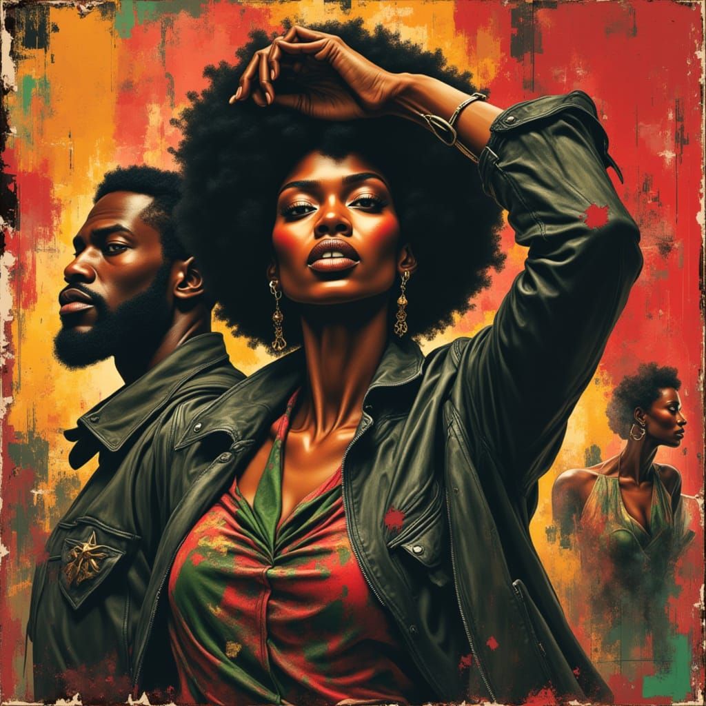 Vintage Sketch Art of Powerful Figures in Noir Style