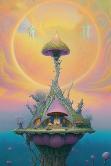 Fairytale Galaxy Mansion in a Fungal Metropolis