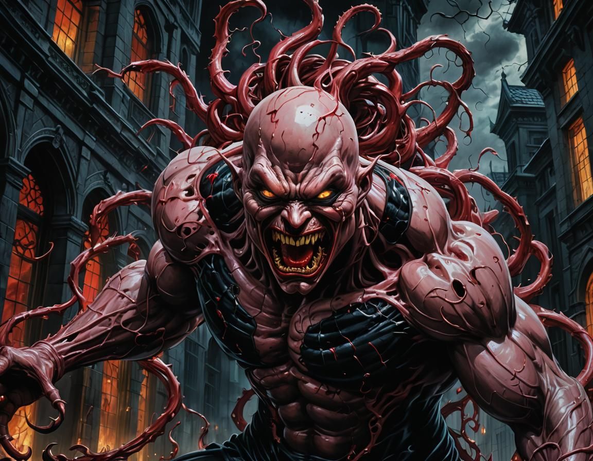Majin Buu Engulfed by Carnage Symbiote: Horror Art