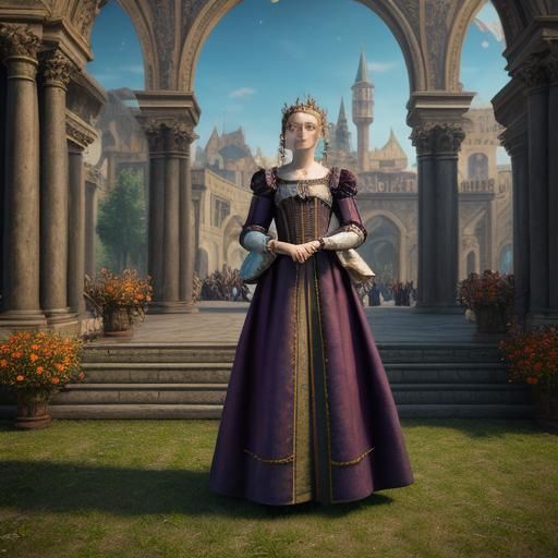 Renaissance Fair Model in Detailed Matte Painting Style