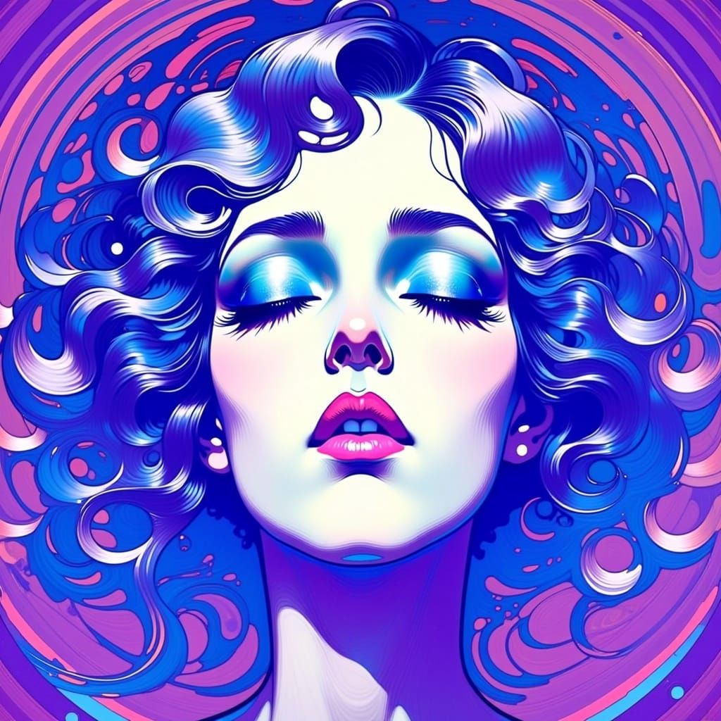 Psychedelic Portrait Emerging from Swirling Spirograph Desig...