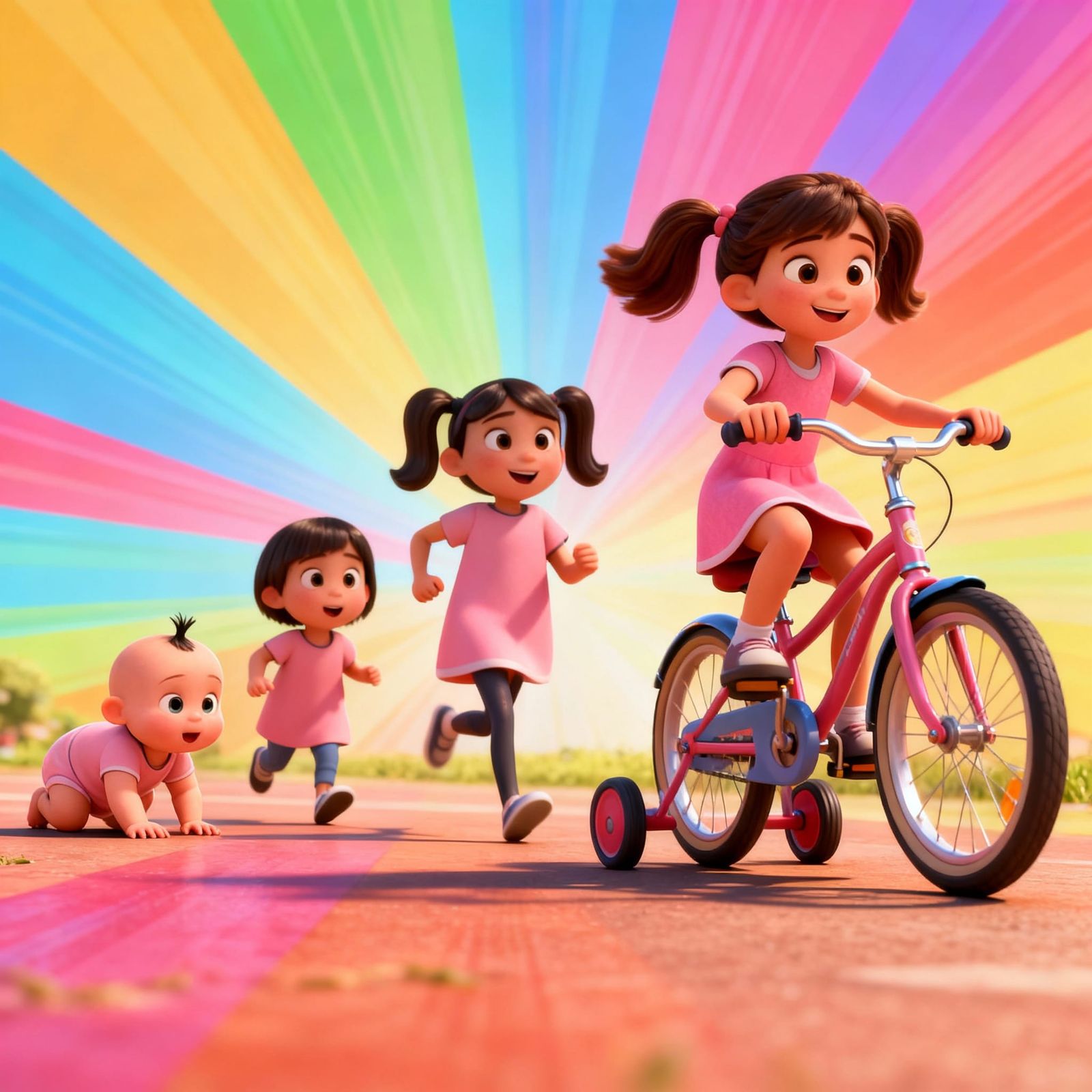 Girl's Growth From Baby to 6-Year-Old in Pixar Style