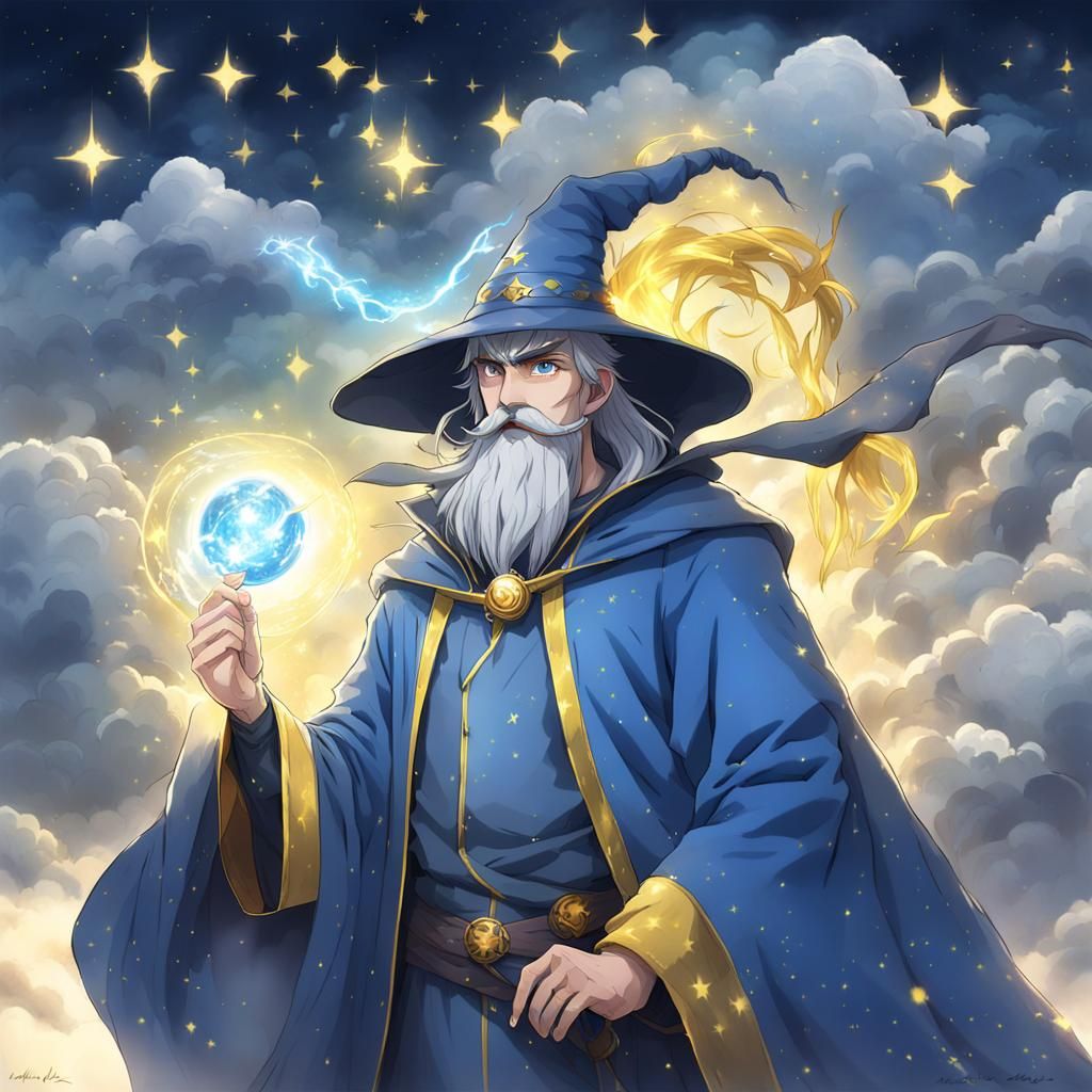 Anime Style Merlin Casting a Spell