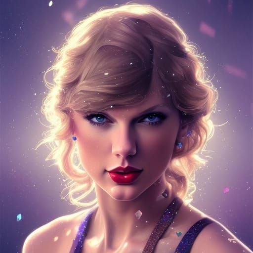 Glittering Portrait of Taylor Swift in Digital Art Style