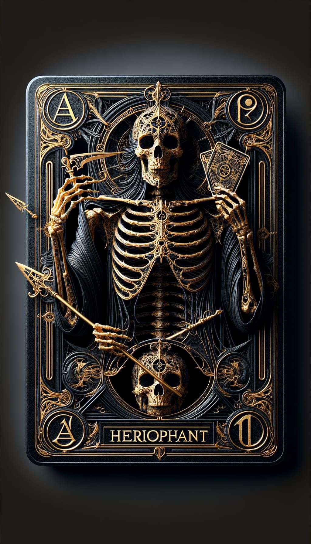 Black Glass Hierophant Tarot Card in Surreal Style