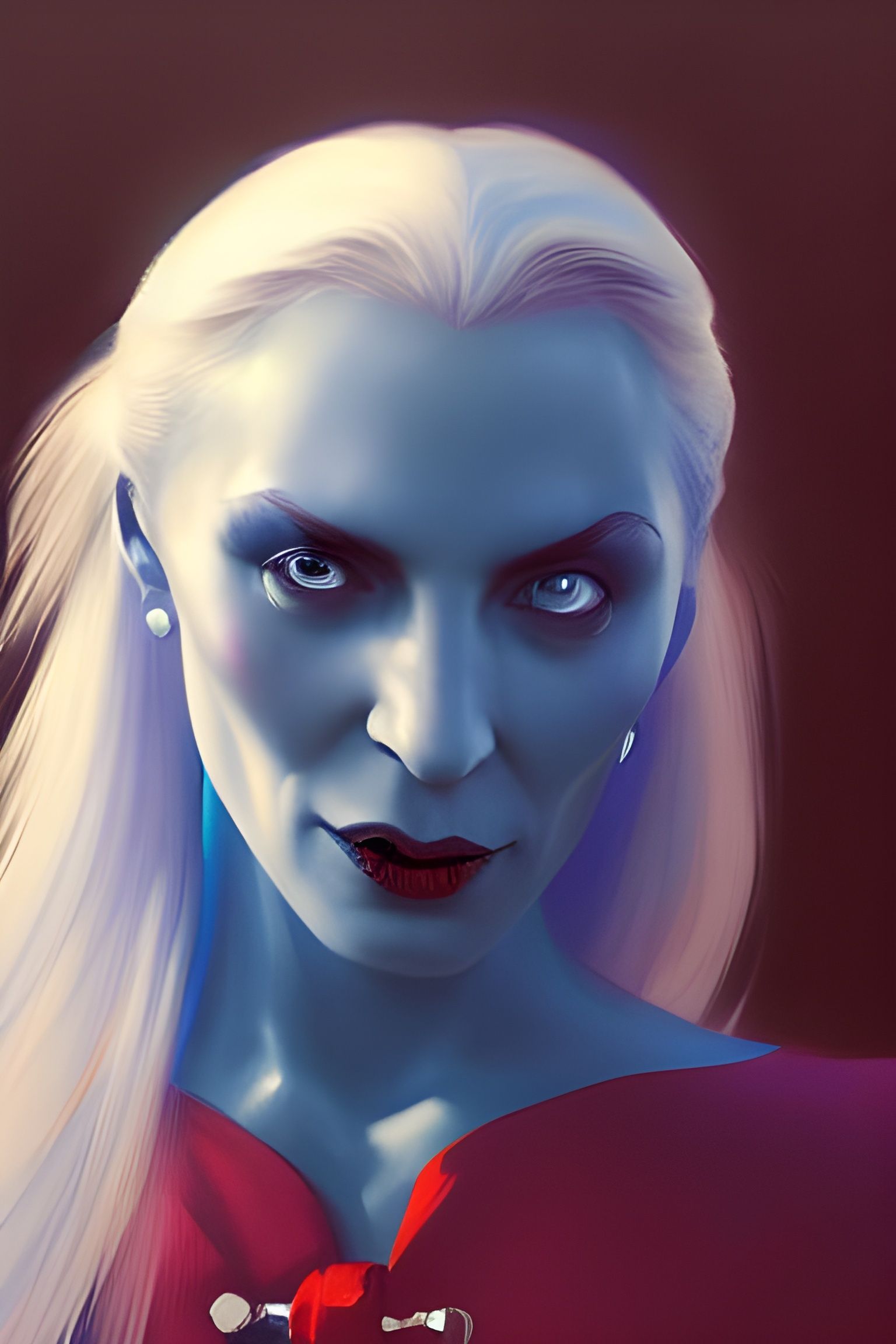 Dracula as Smurfette: Hyperdetailed Oil Painting