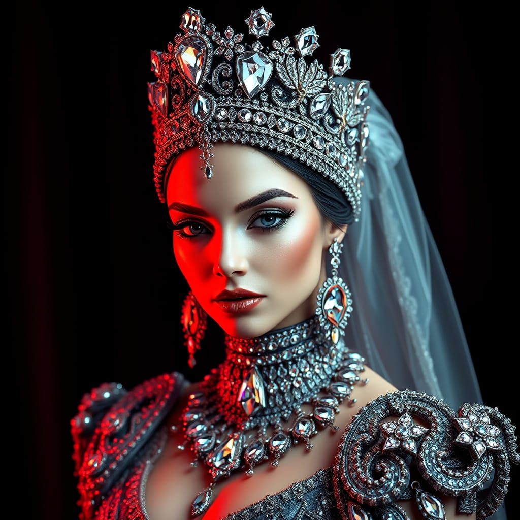 Elegant Diamond-Encrusted Aristocrat in Luxury Portrait