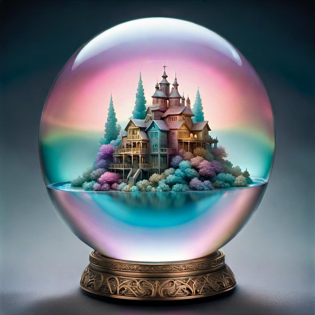 Translucent Ice Stag Sculpture with River Landscape