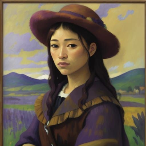 Woman in Brown and Purple: A Post-Impressionist Painting