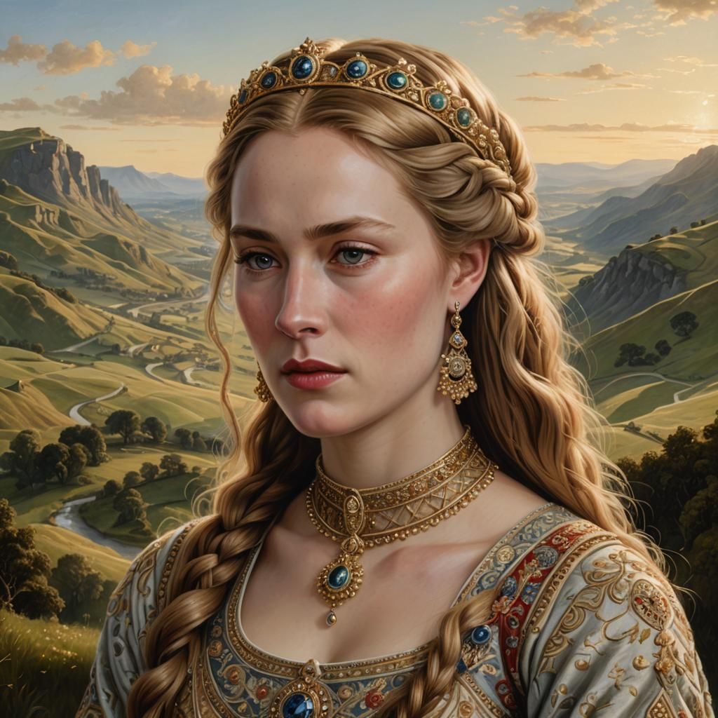 Queen Reine Bilichilde Portrait in French Renaissance Style