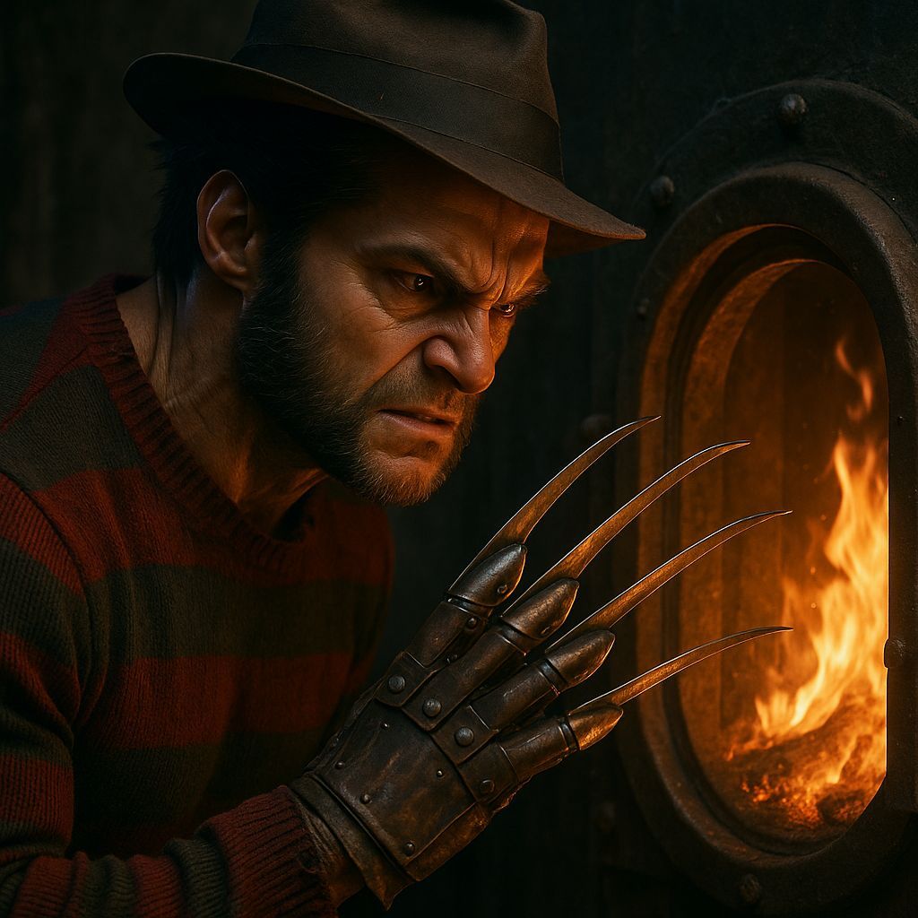 Wolverine in Freddy Krueger's Outfit, Angry at Furnace