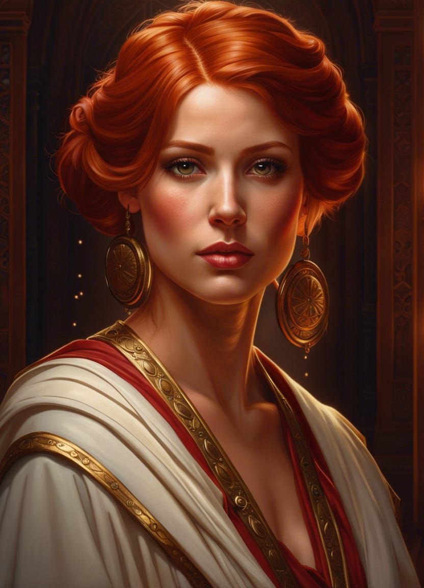 Rococo Jedi Lady Portrait with Red Hair