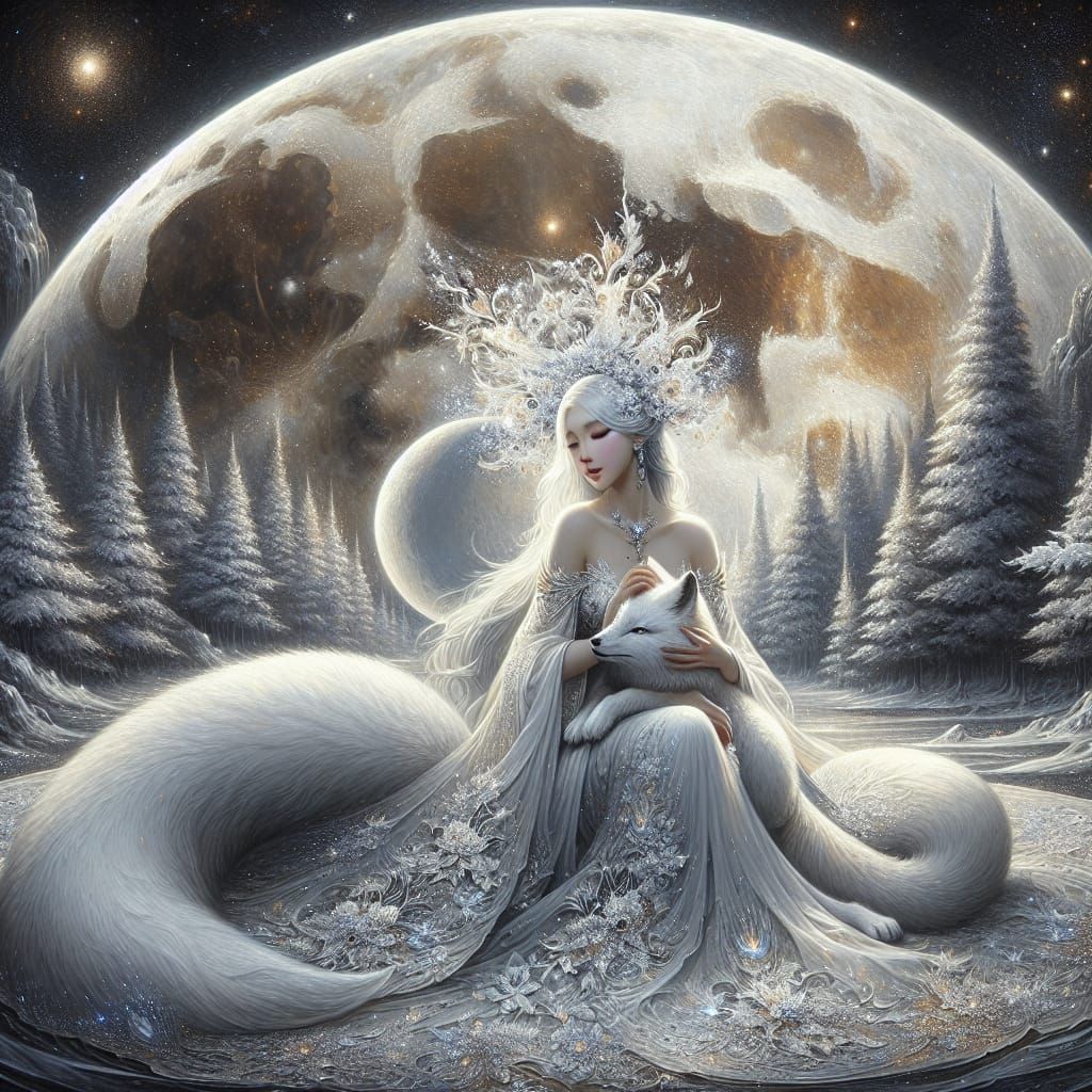 Moon goddess and mystic fox