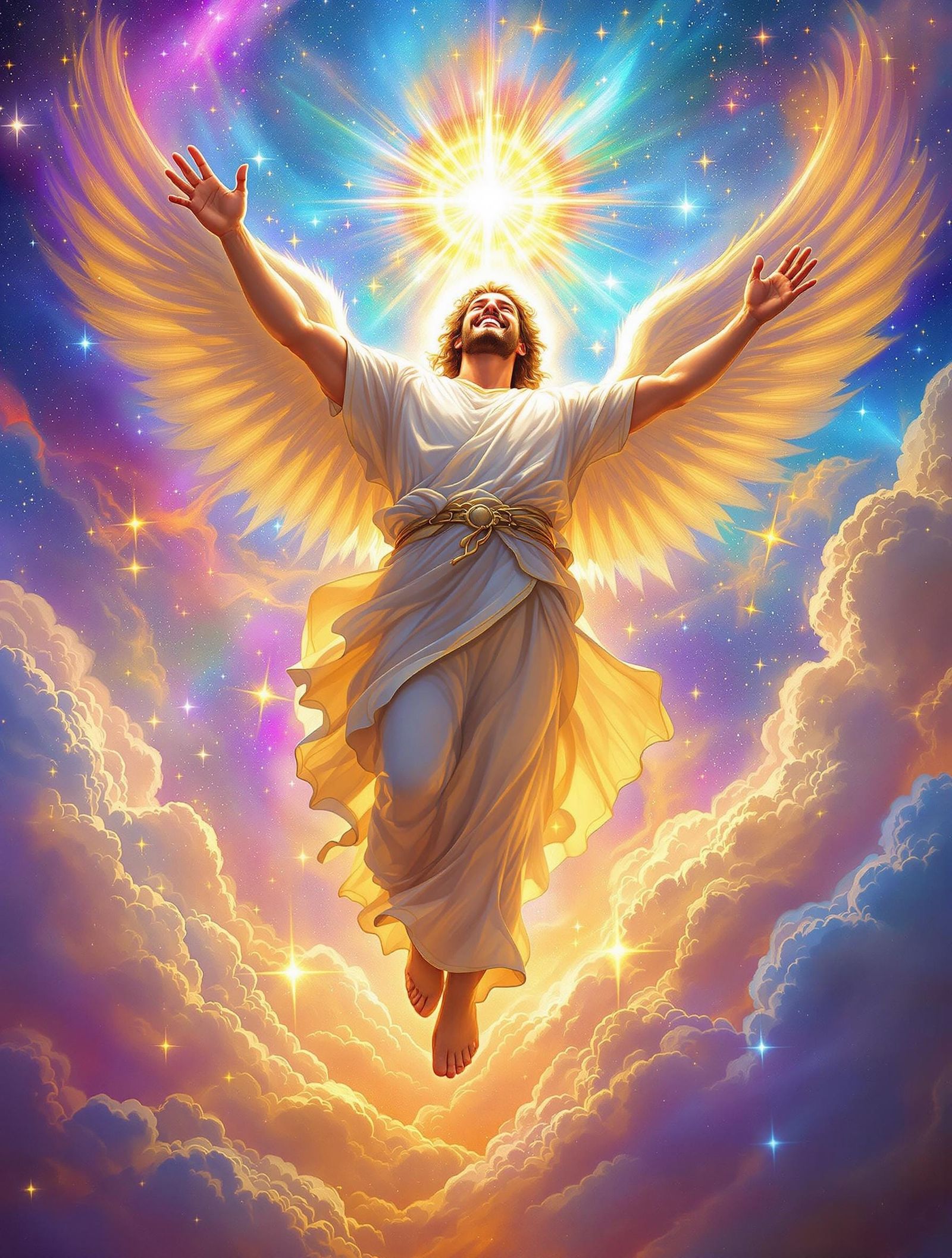 Angel Ascending in Hyperrealistic Style
