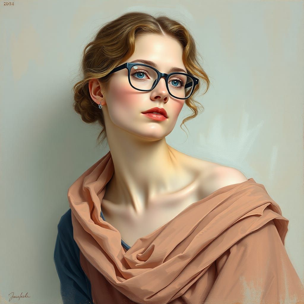 Woman in Draped Fabric, Degas-Style Pastel Drawing