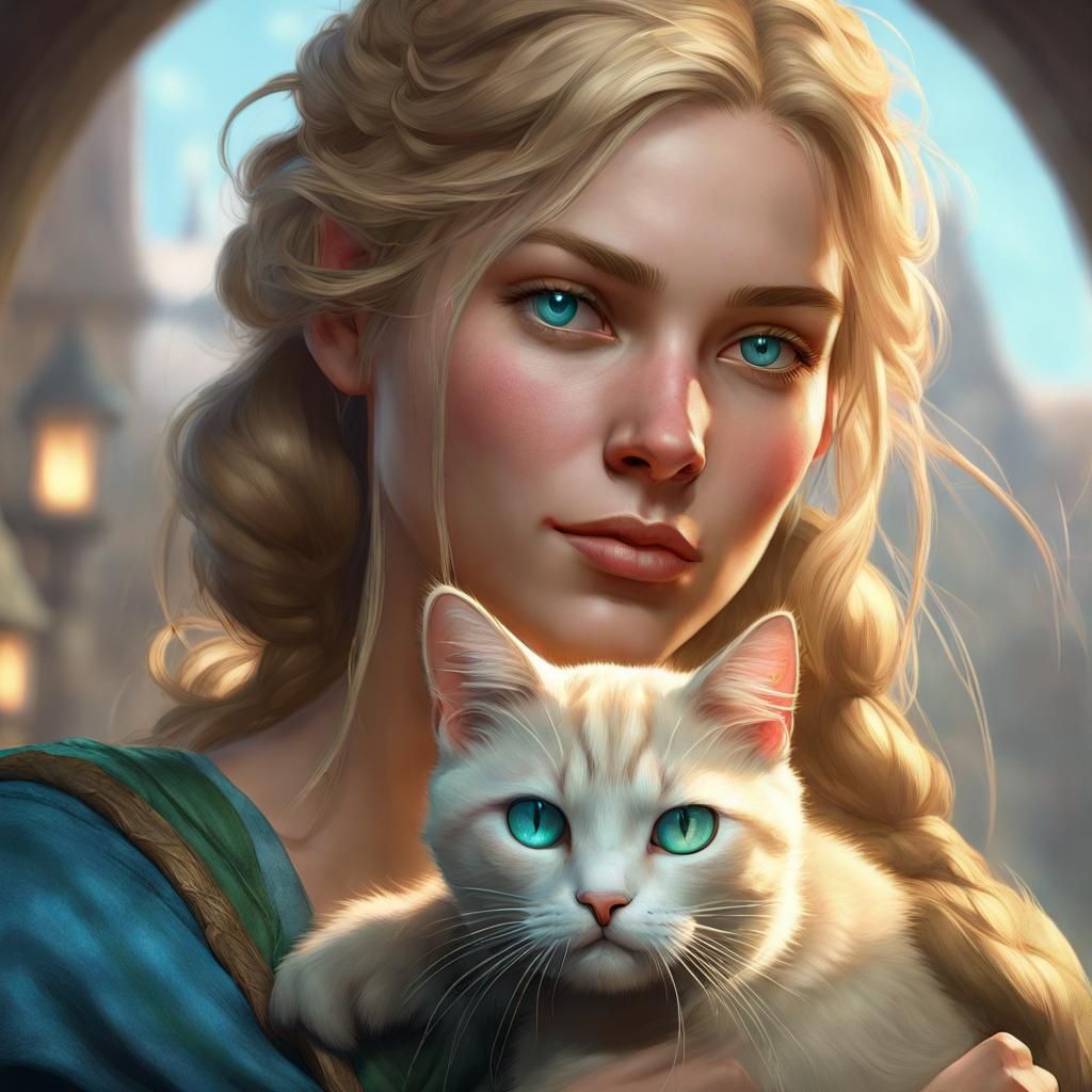 Medieval Peasant Girl Portrait in Hyperdetailed Digital Art