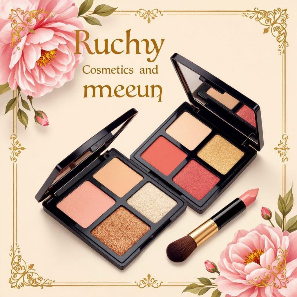 Elegant Calligraphy with Cosmetics Theme in Art Deco Style