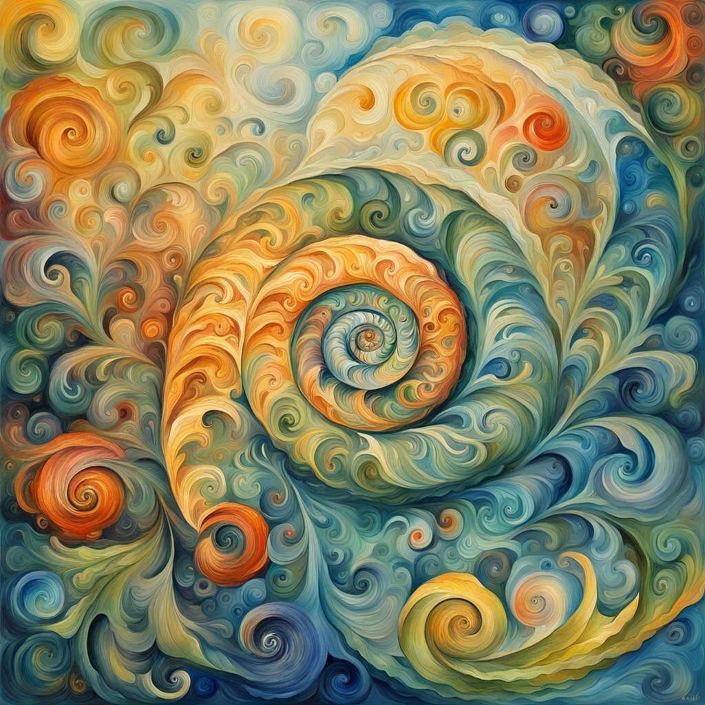 Gouache Style Fibonacci Fantasy Masterpiece