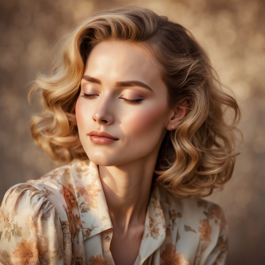 Relaxing Woman Portrait in Pin-Up Style