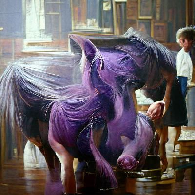 Purple Pony: Oil Painting by James Gurney