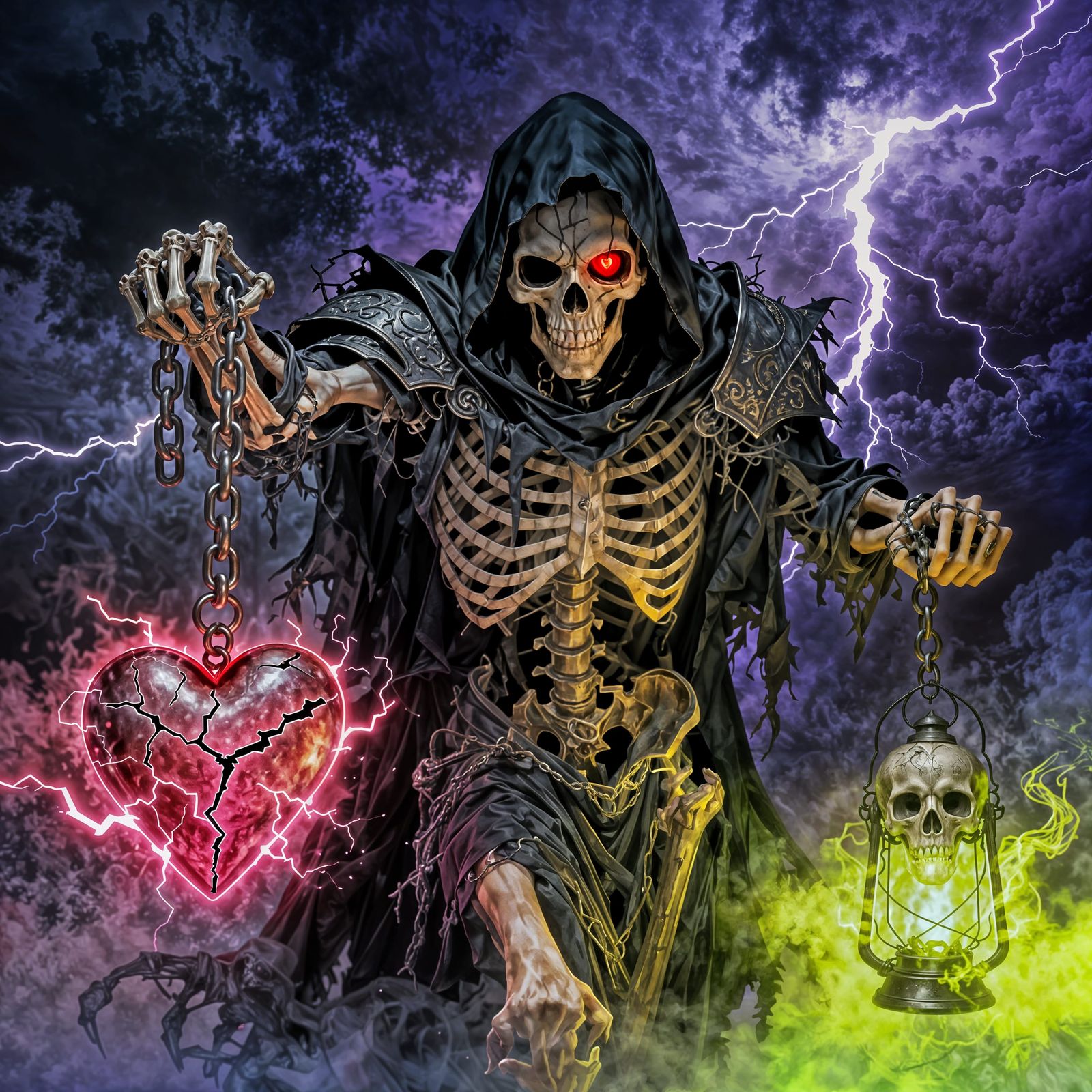 Grim Reaper with Bone Armor and Magic Chains
