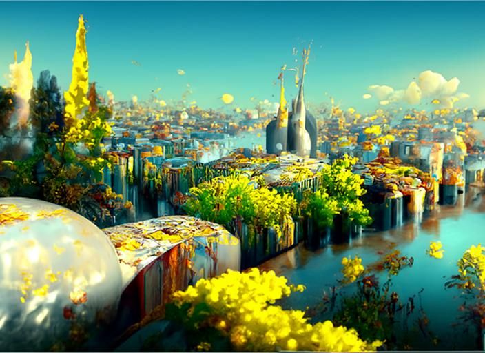 Post-Apocalyptic Luma Arles by Frank Gehry in Ghibli Style