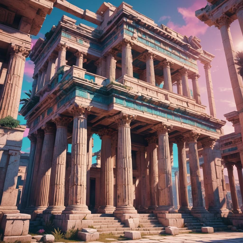 Vaporwave: Psychedelic Greek and Roman Architecture