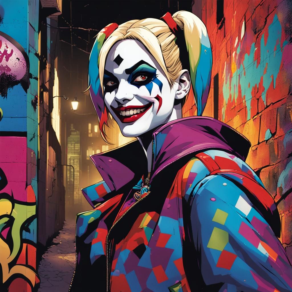 Harley Quinn in Graffiti Alley: A Comic Book Art
