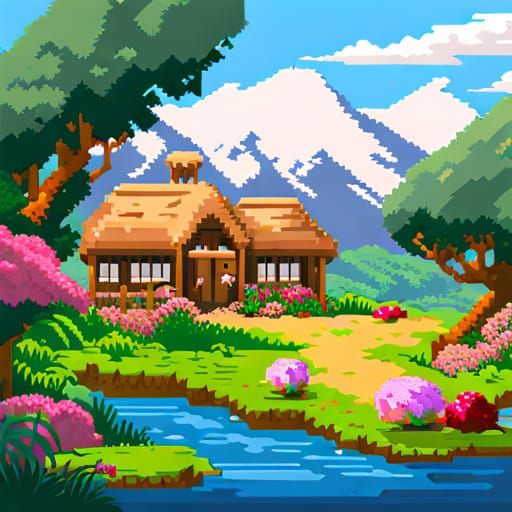 Unicorn in 2D Pixel Art Style