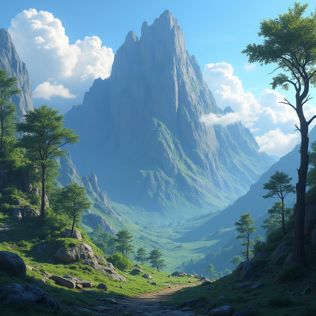 Majestic Mountain Range in Hyper-Realistic Style