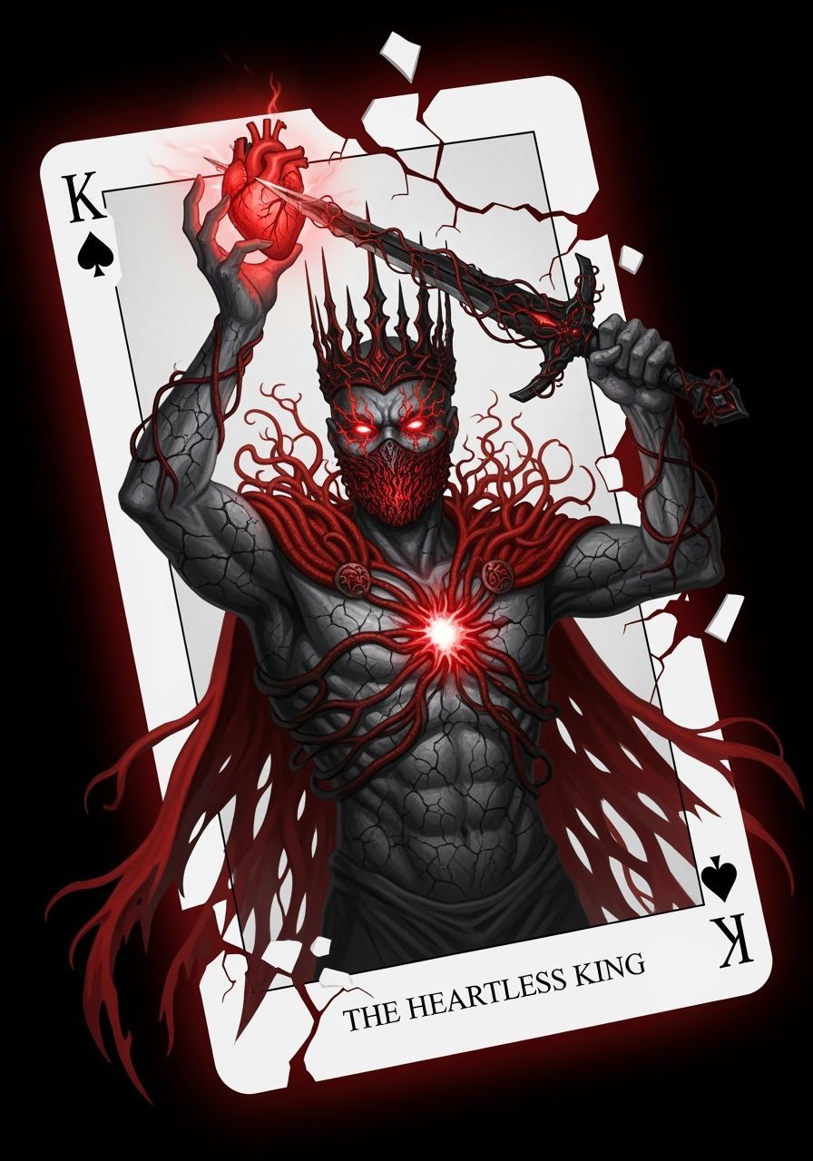 Solitaire Card With Monster King Breaking Free