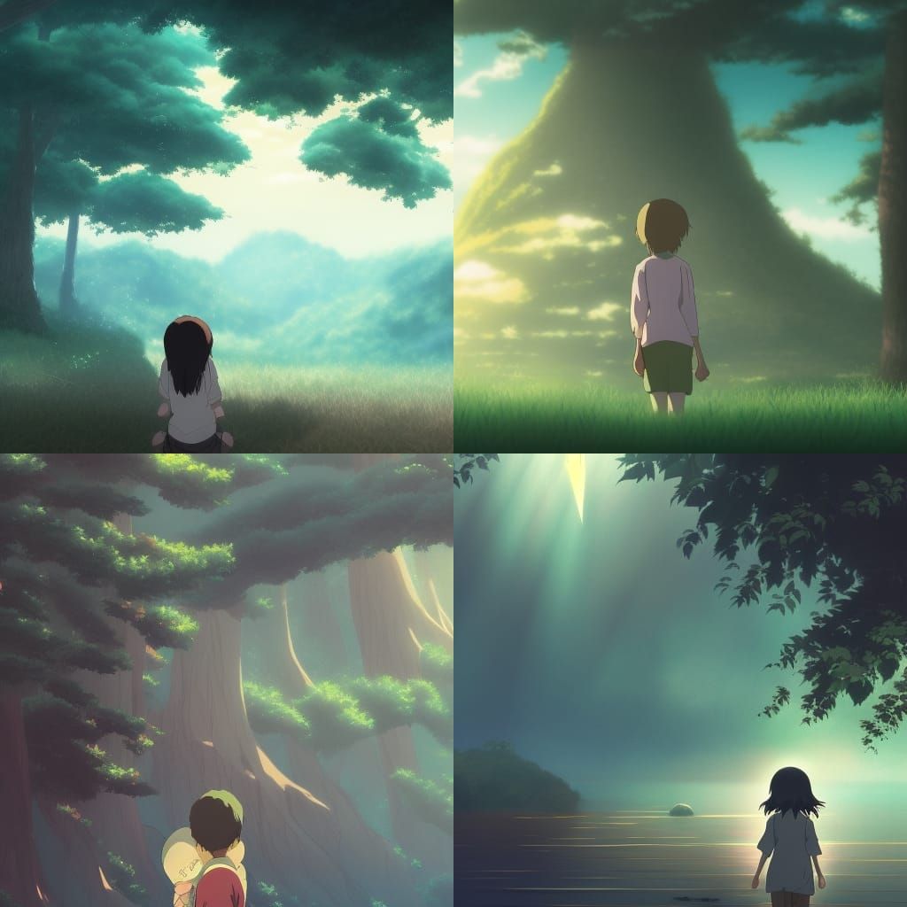 Emotional Anime Key Visual in Ghibli Style