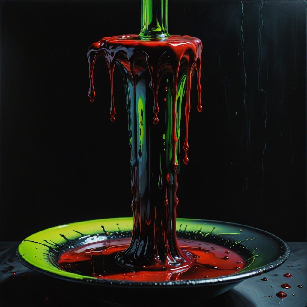 Surreal Bowl with Green Pole in Salvador Dali Style