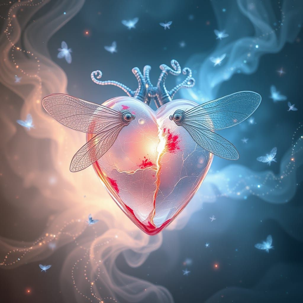 Crystalline Heart in Ethereal Dreamscape