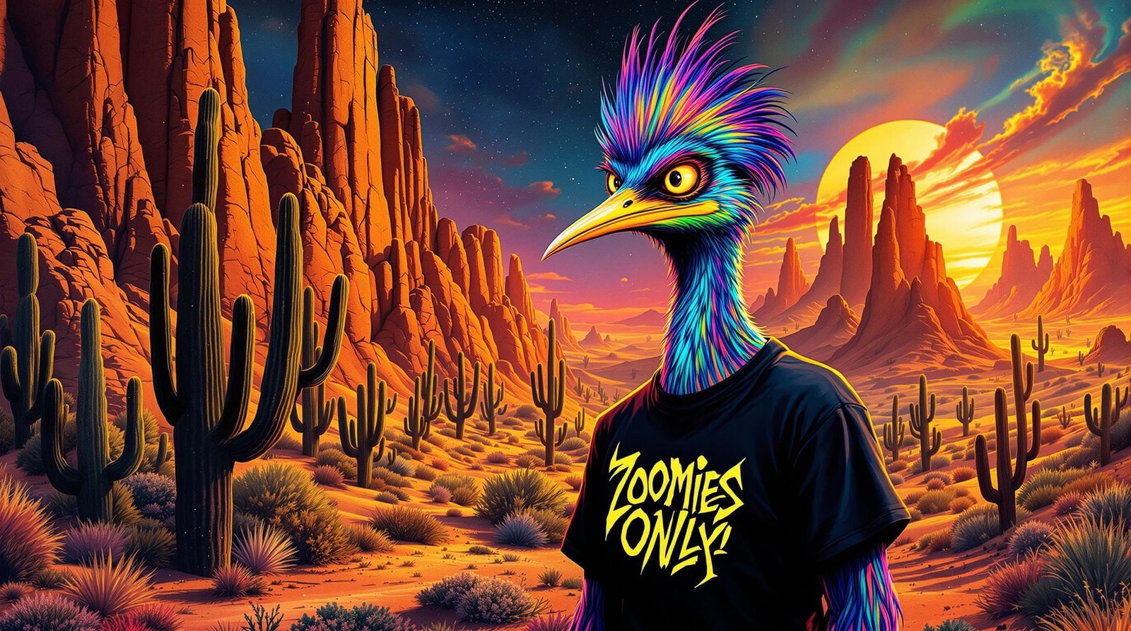 Surreal Roadrunner Embodies Desert Psychedelia