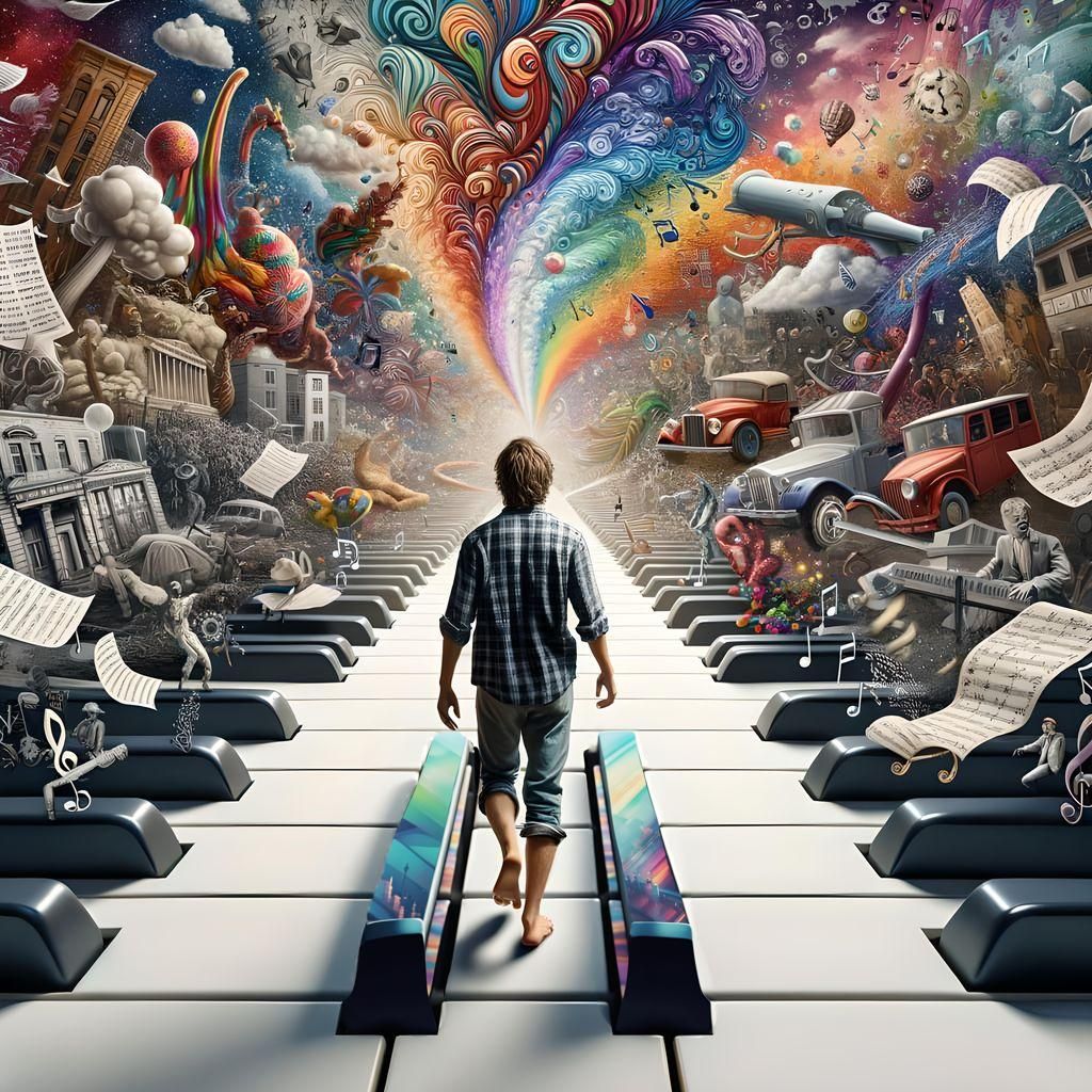 Musician's City Stroll: A 3D Digital Art Concept