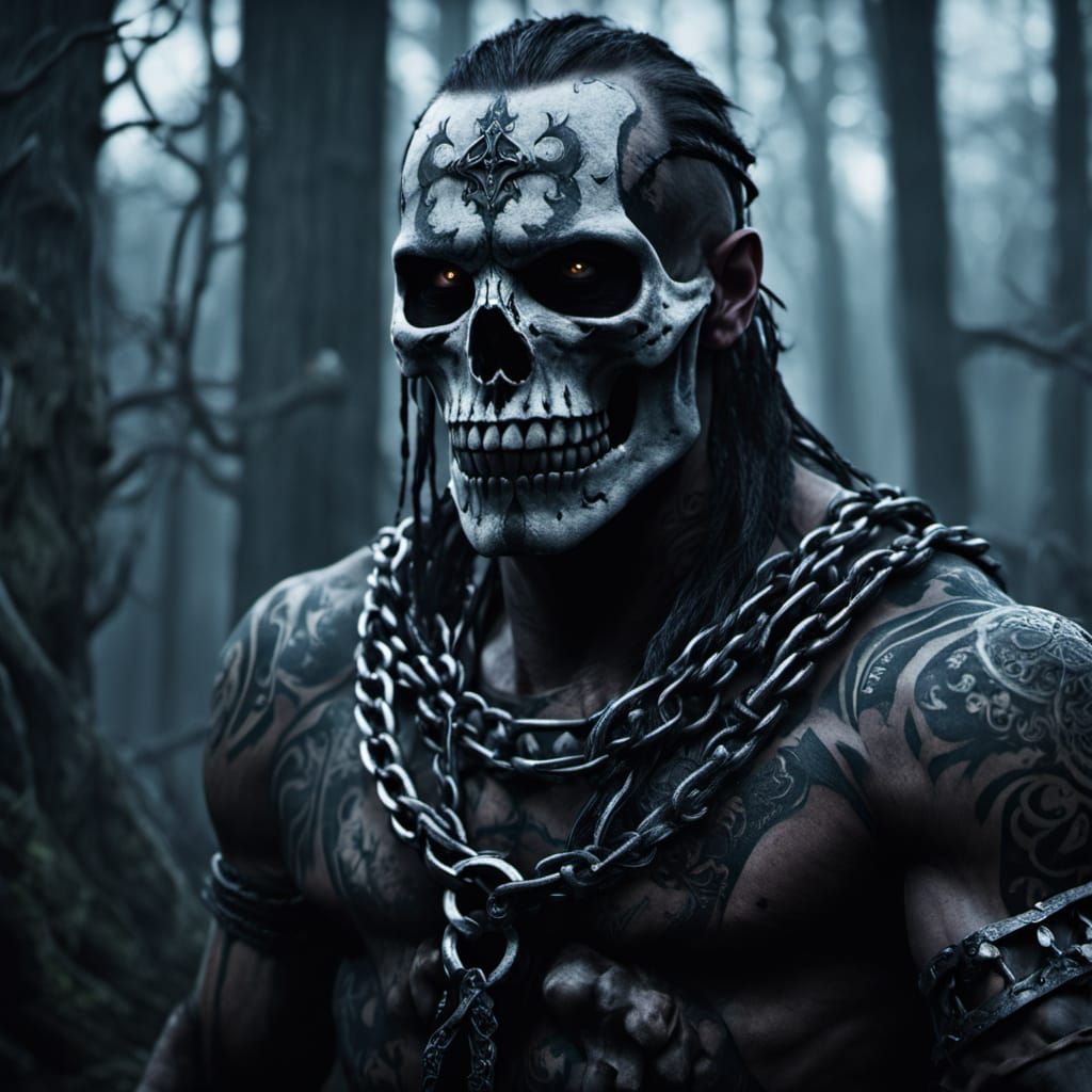 Gothic Fantasy: Man Restraining War Dogs