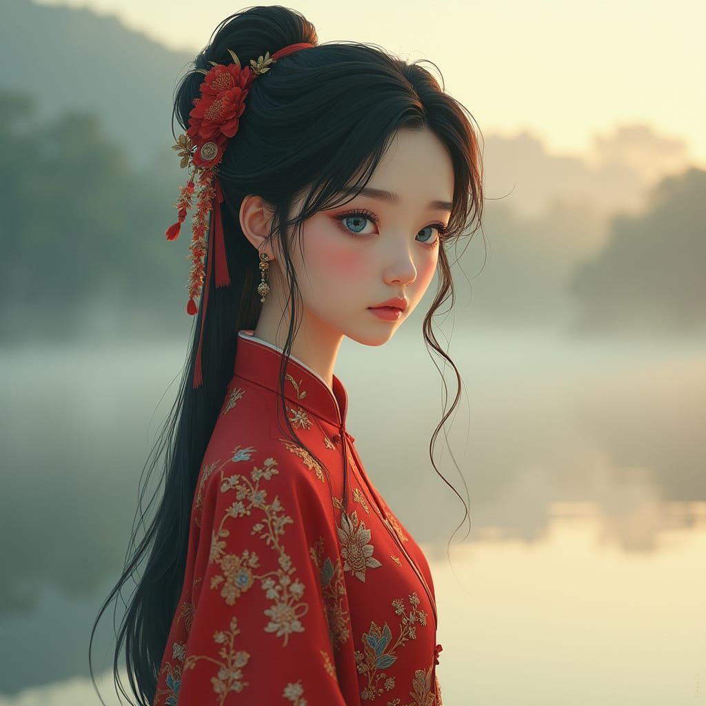 Enchanting Taiwanese Beauty in Classic Animation Style