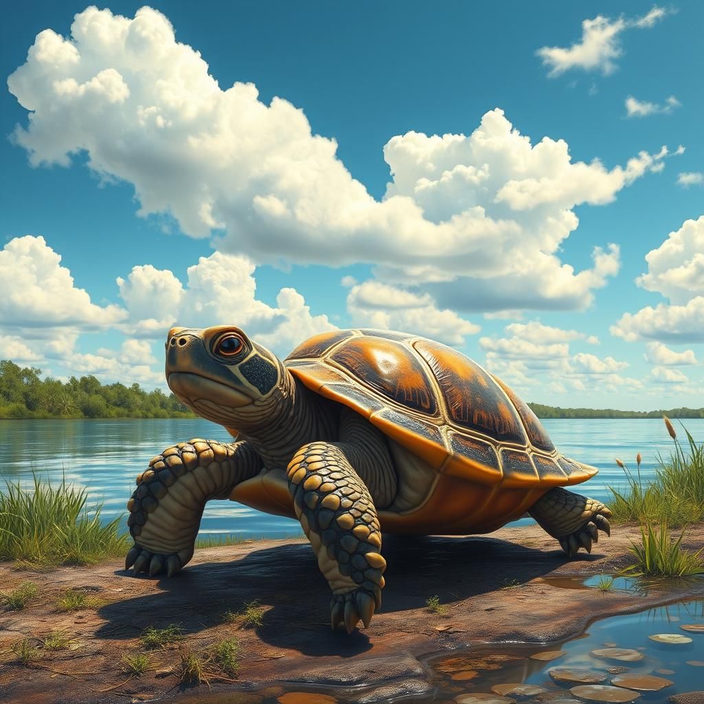 Contemplative Turtle in Florida: Pop Surrealism